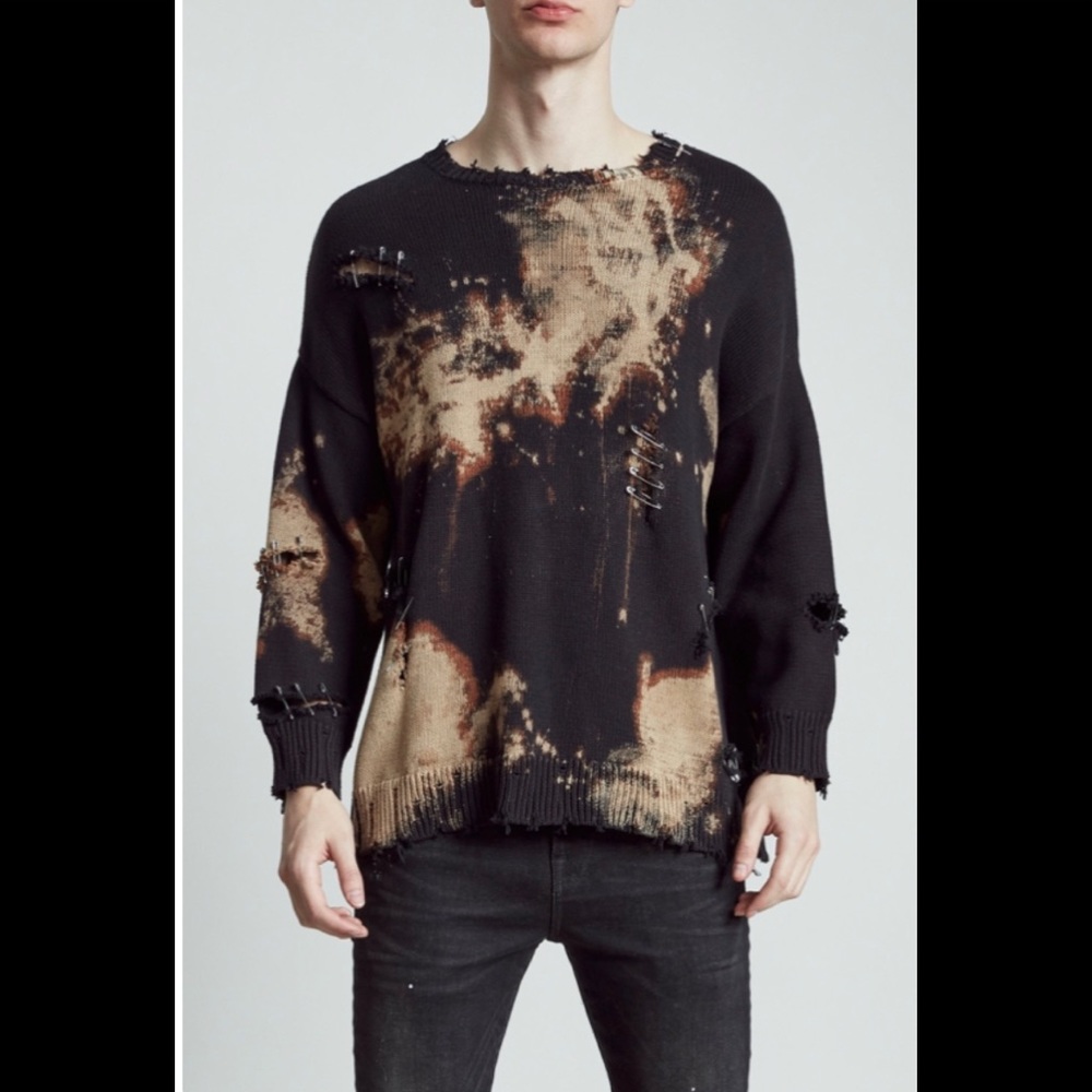 R13 DOPE distressed bleached pins sweatshirt. Size medium. OVERSIZED.